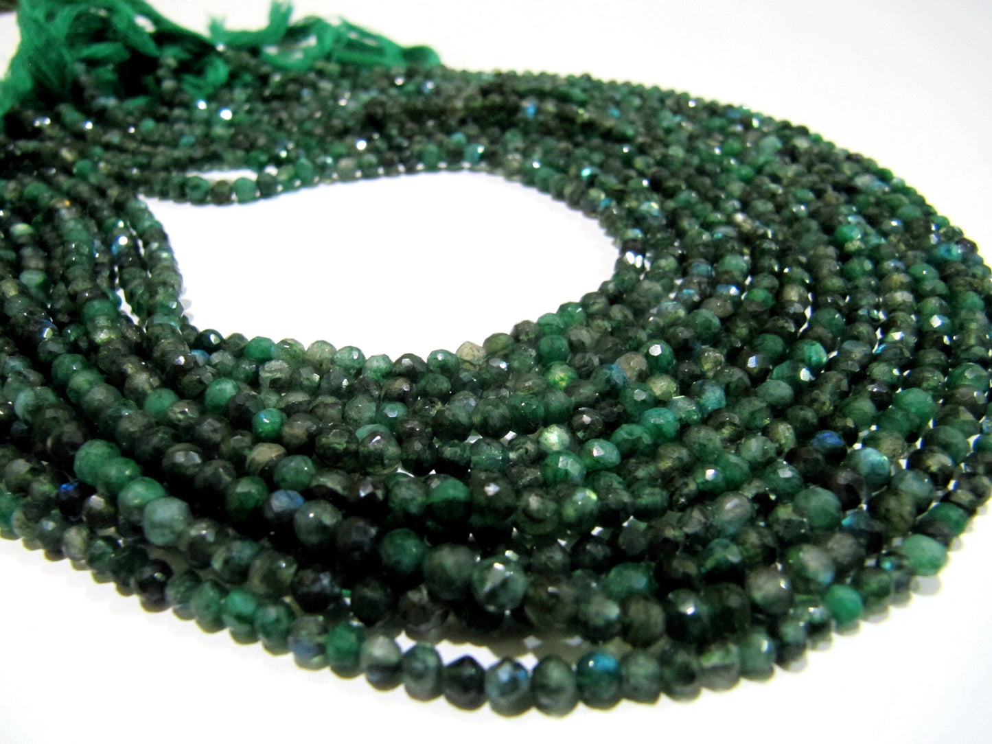 Green Coated Labradorite 3-4mm Round Faceted Beads Strand 13 inches Long  Micro Faceted Labradorite Beads Jewelry making gemstone