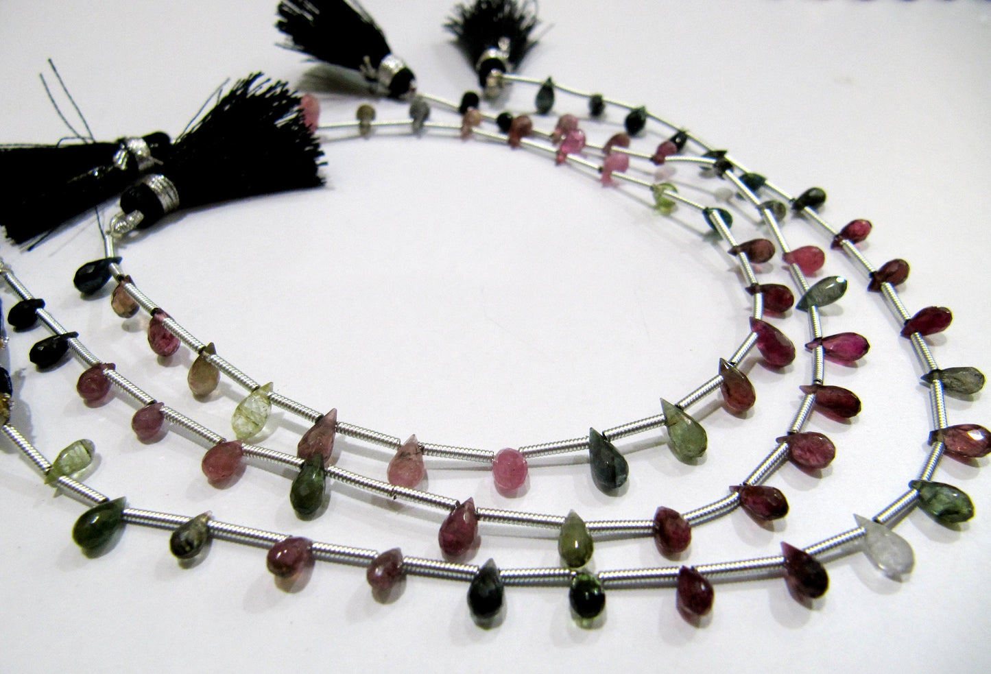 Natural Multi Tourmaline Briolette Faceted Drop Shape Beads Strand 8 Inches Long Multi Color Jewelry Making BEST Quality Beads