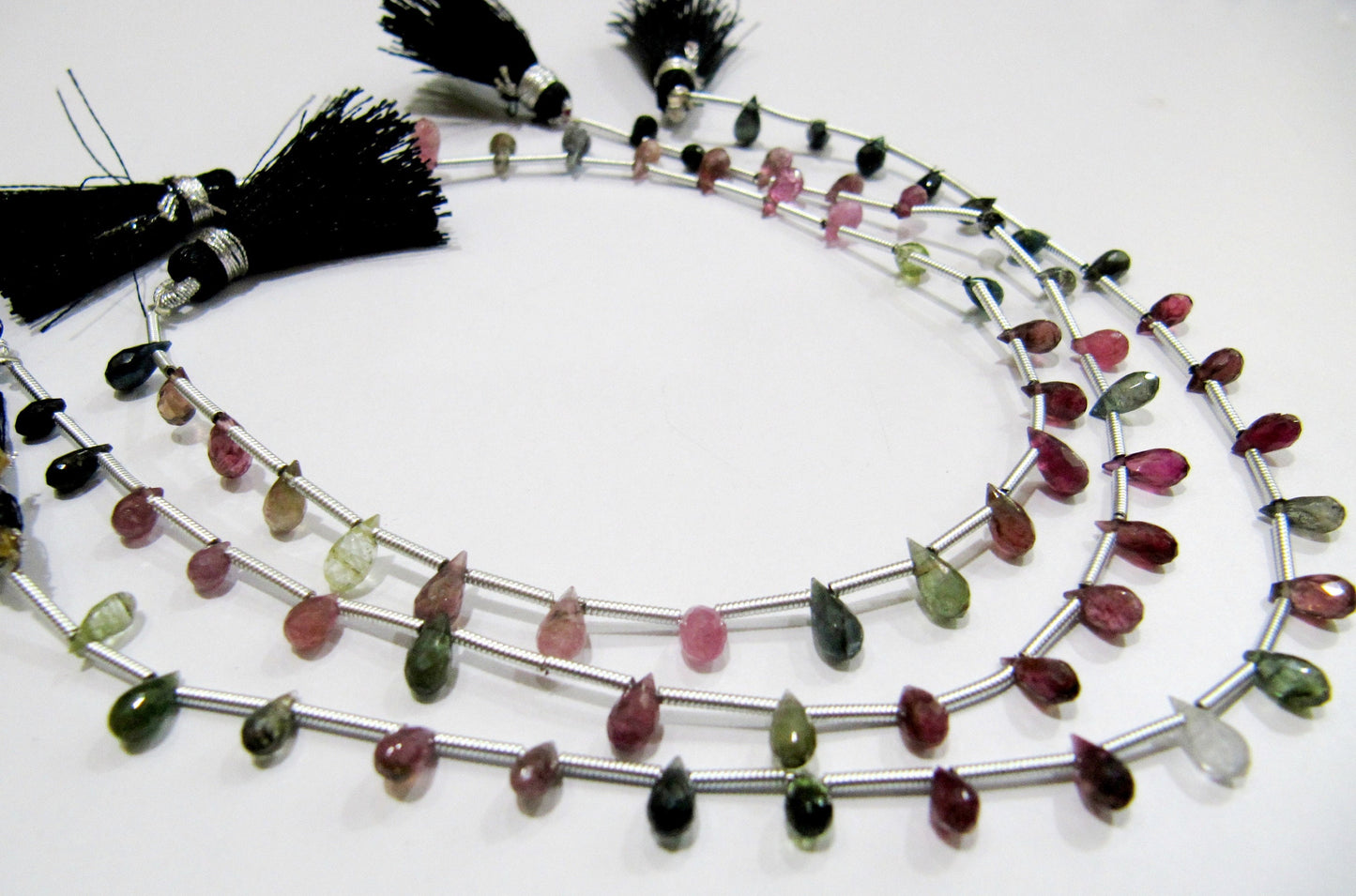 Natural Multi Tourmaline Briolette Faceted Drop Shape Beads Strand 8 Inches Long Multi Color Jewelry Making BEST Quality Beads