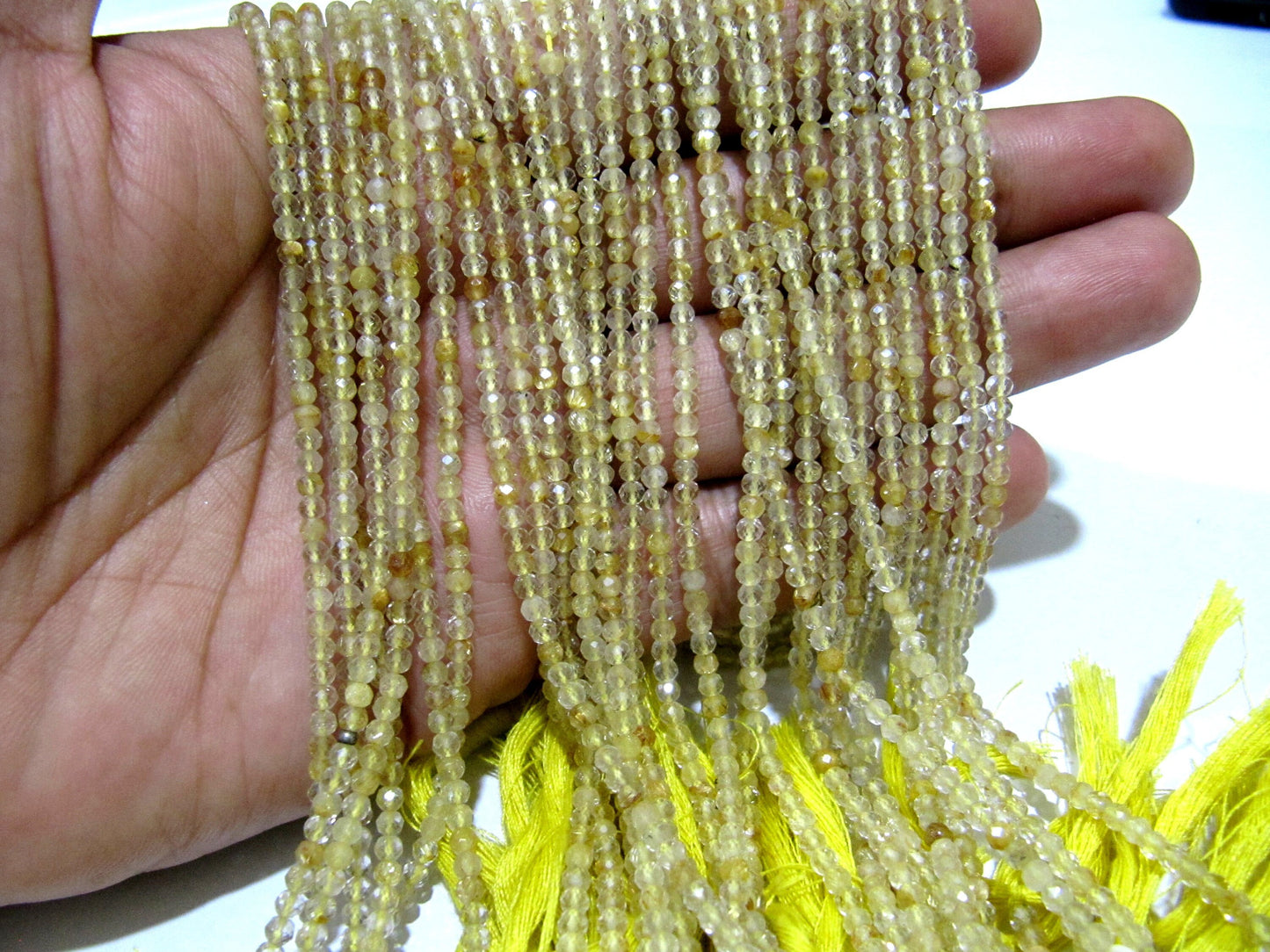 Natural Golden Rutilated Quartz 2.5mm Rondelle Faceted Beads 13 Inches Long Semi Precious Golden Color Beads Top Quality Sold Per Strand