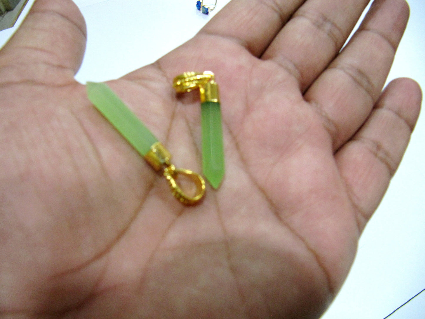 Mix Color Gemstone Faceted Pencil Shape Pointed Charm Pendant 30 to 40mm Long Gold Electroplated with Designer Loop Choose the Color