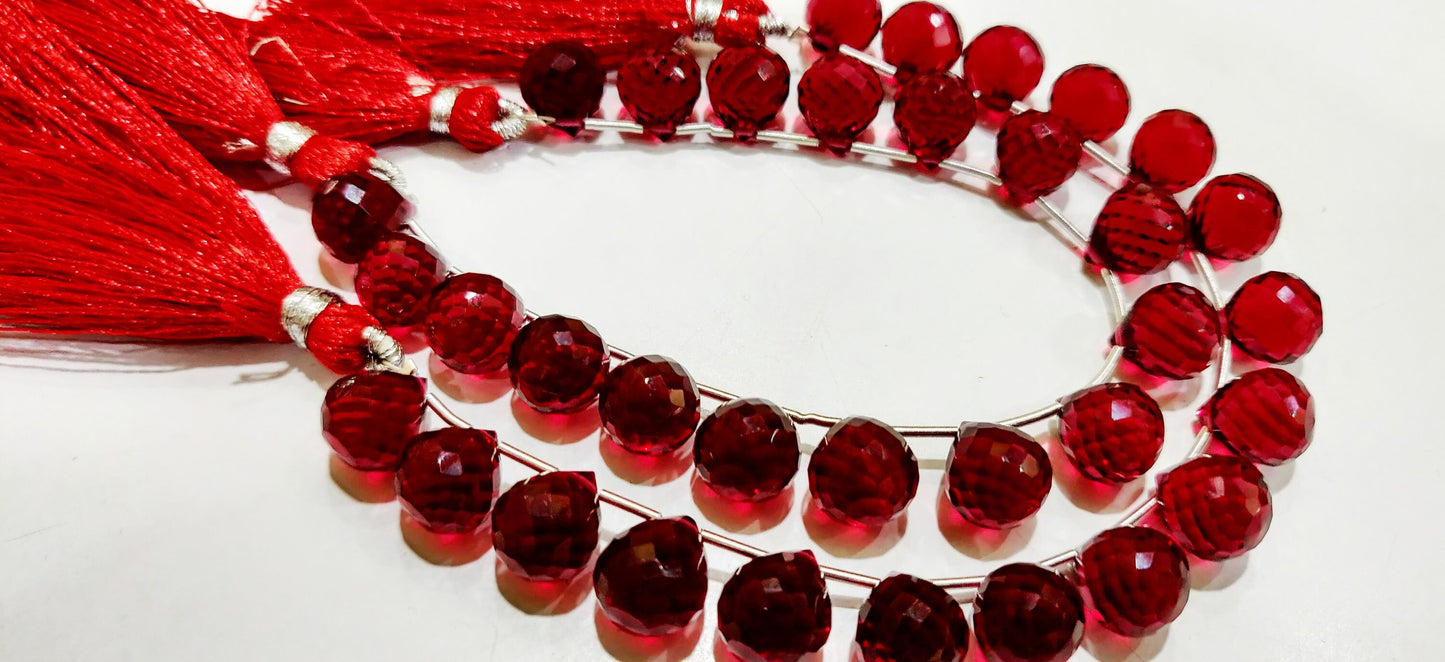 Natural Rubellite Pink Quartz Tear Drop Shape Faceted Beads Size 10mm Pink Beads Strand 8inches Long Jewelry Making Beads Sold Per Strand