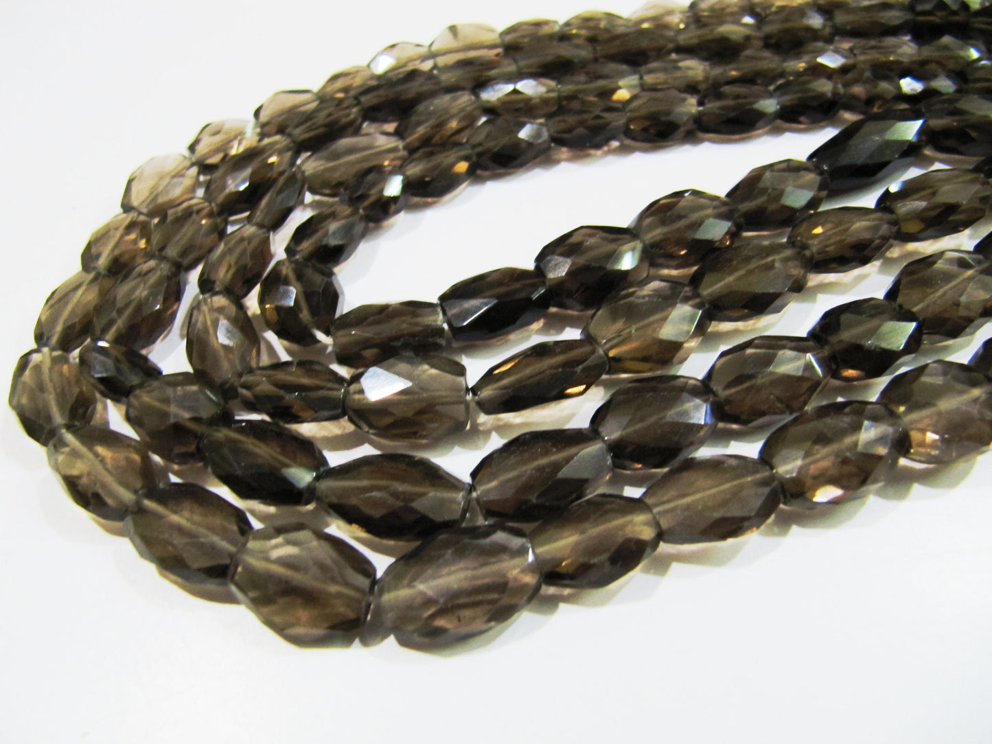 Natural Genuine Smoky Quartz Faceted Oval Mani Shape Briolette 8 to 10mm Beads Length 13 inches long Jewelry making gemstone Wholesale Price