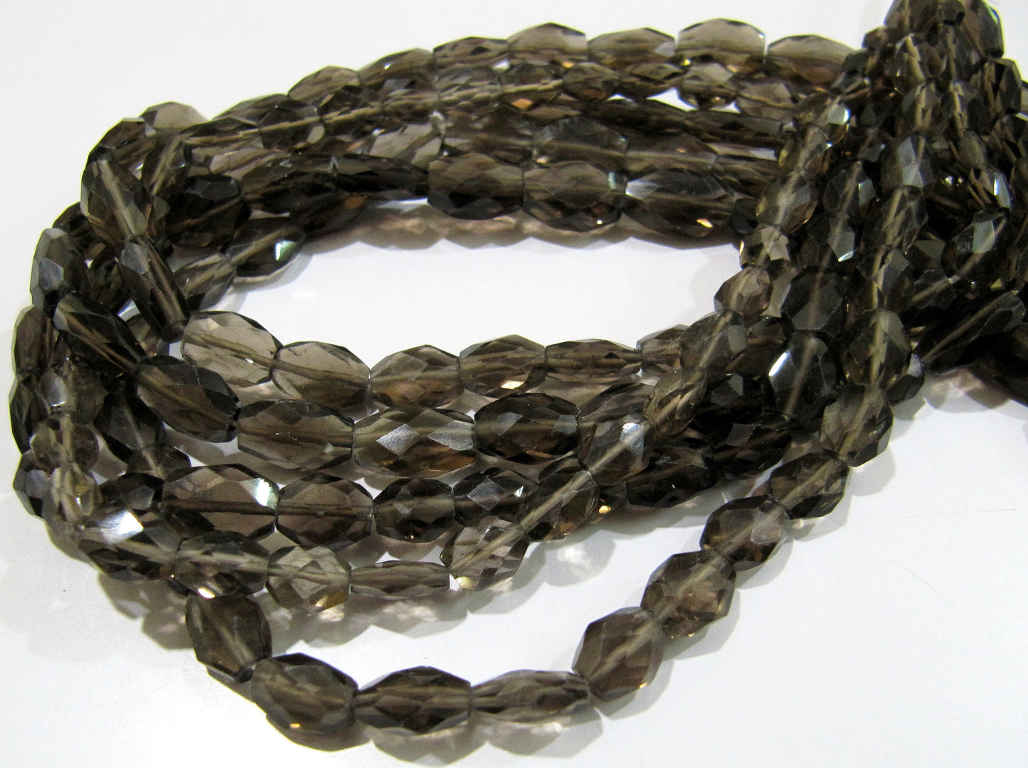 Natural Genuine Smoky Quartz Faceted Oval Mani Shape Briolette 8 to 10mm Beads Length 13 inches long Jewelry making gemstone Wholesale Price