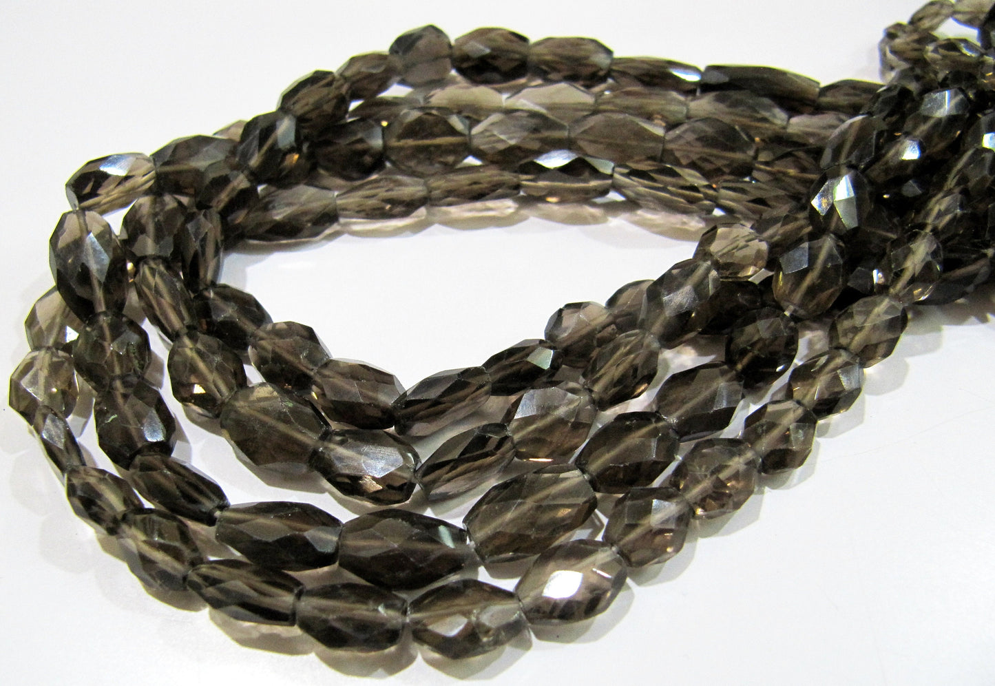 Natural Genuine Smoky Quartz Faceted Oval Mani Shape Briolette 8 to 10mm Beads Length 13 inches long Jewelry making gemstone Wholesale Price