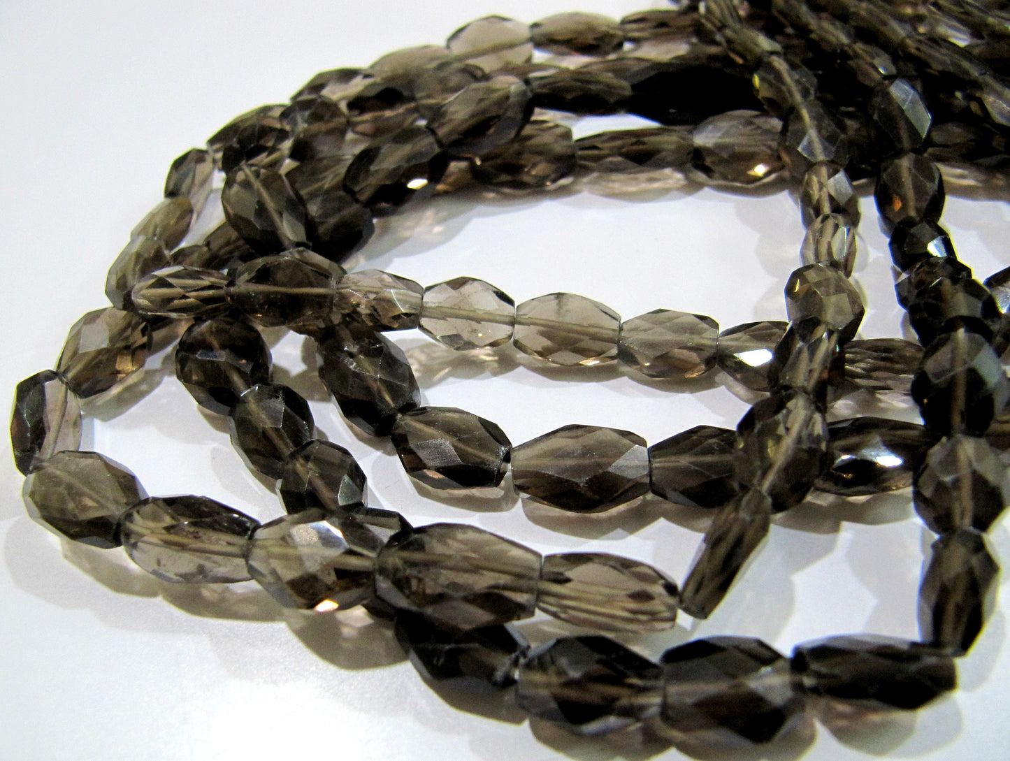 Natural Genuine Smoky Quartz Faceted Oval Mani Shape Briolette 8 to 10mm Beads Length 13 inches long Jewelry making gemstone Wholesale Price
