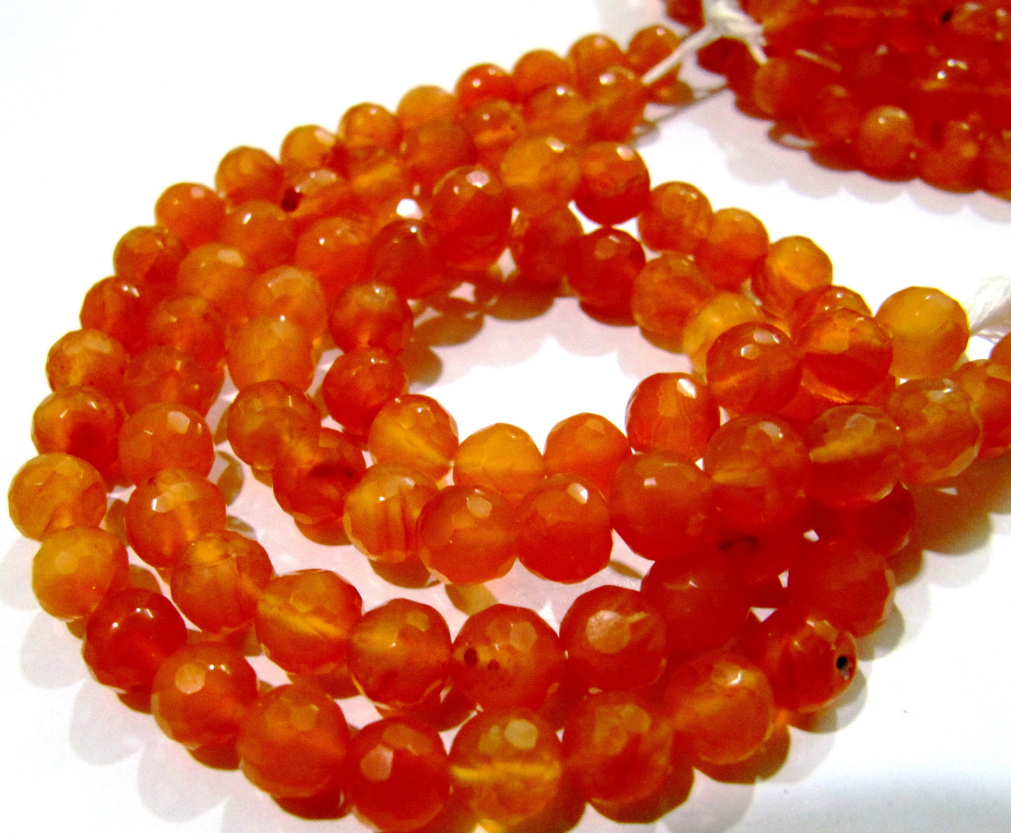 Natural Carnelian Round Faceted Beads Size 6-7 mm Strand Size 10 inches Orange Color Gemstone Jewelry Making Beads