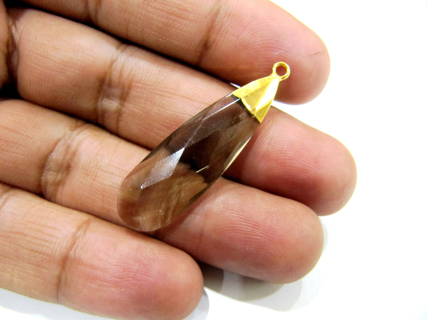 Hydro Quartz Pear Shape Briolette Connectors Charms with Gold Electroplated Cap  Size Approx. 1.5 inches Single Loop Choose the Color