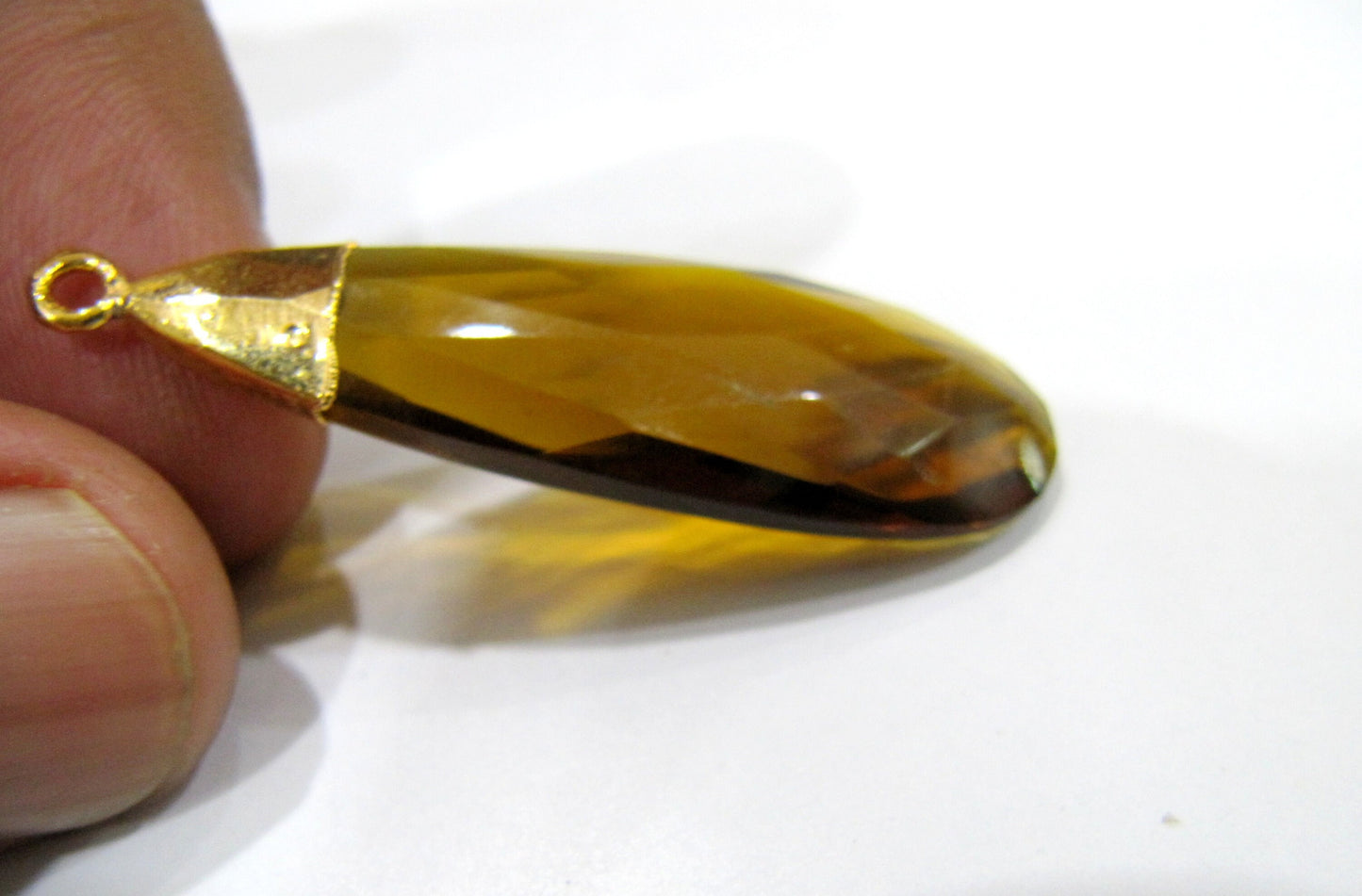 Hydro Quartz Pear Shape Briolette Connectors Charms with Gold Electroplated Cap  Size Approx. 1.5 inches Single Loop Choose the Color