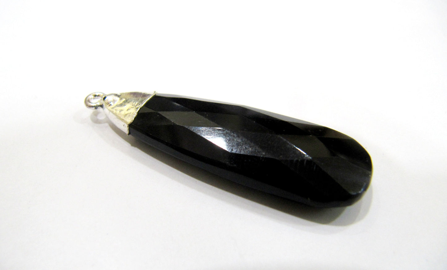 ON SALE Quartz Pear Shape Briolette  Pendant Connectors with Silver Electroplated Cap  around 1.5 inches Long Single Loop Choose the Color