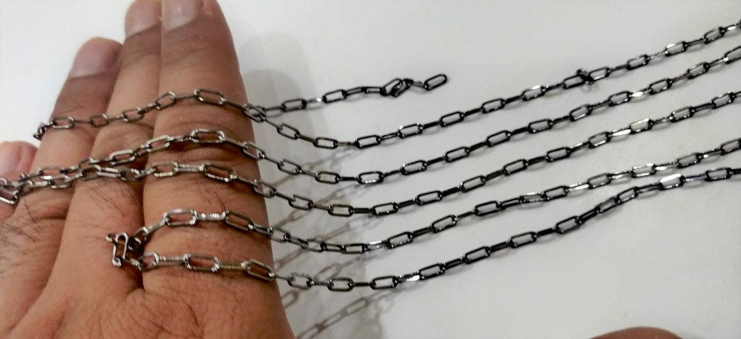 Black Plated Rectangle Link Chain Sold Per meter Jewellery Making Wholesale Rate Chains Gun Metal  Chains