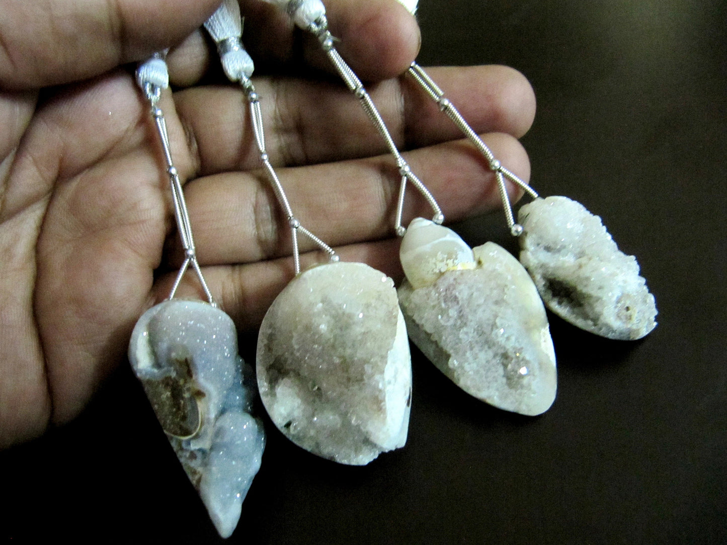 Natural Fossilized Shell Druzy Earth Mined Shell Drilled with Tassel Huge Size Sparkly Cabochon Size 25mm to 50mm Wholesale Sold Per Piece
