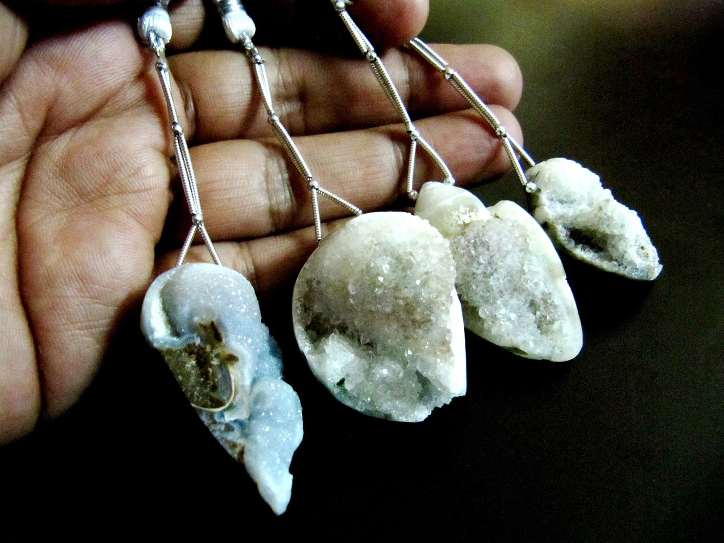 Natural Fossilized Shell Druzy Earth Mined Shell Drilled with Tassel Huge Size Sparkly Cabochon Size 25mm to 50mm Wholesale Sold Per Piece