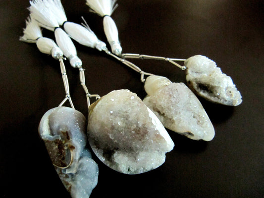Natural Fossilized Shell Druzy Earth Mined Shell Drilled with Tassel Huge Size Sparkly Cabochon Size 25mm to 50mm Wholesale Sold Per Piece