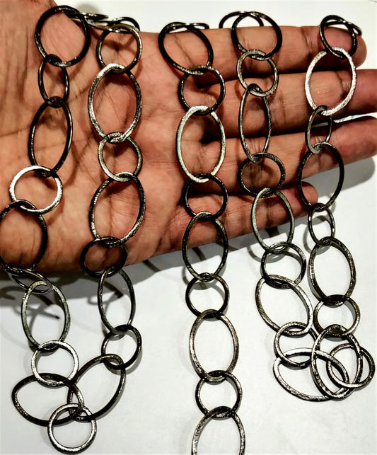 Black Plated Big & Thick Marquise 30mm*19mm  Link Chain Sold Per Foot Jewellery Making Wholesale Rate Chains Gun Metal Finished Jewelry