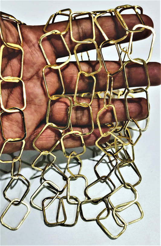 Gold Plated Big & Thick Square 21mm*21mm  Link Chain Sold Per Foot Jewellery Making Wholesale Rate Chains 20 Kt Gold Filled Jewelry Chain