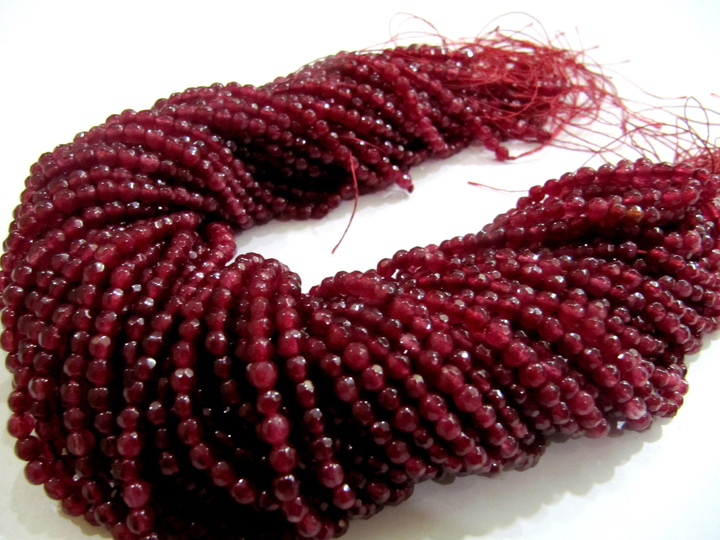 Natural Ruby Jade Round Faceted Ball Shape 4mm to 6mm Size Beads Strand 15 inches long  Red Jade Gemstone Beads Wholesale Prices Choose Size