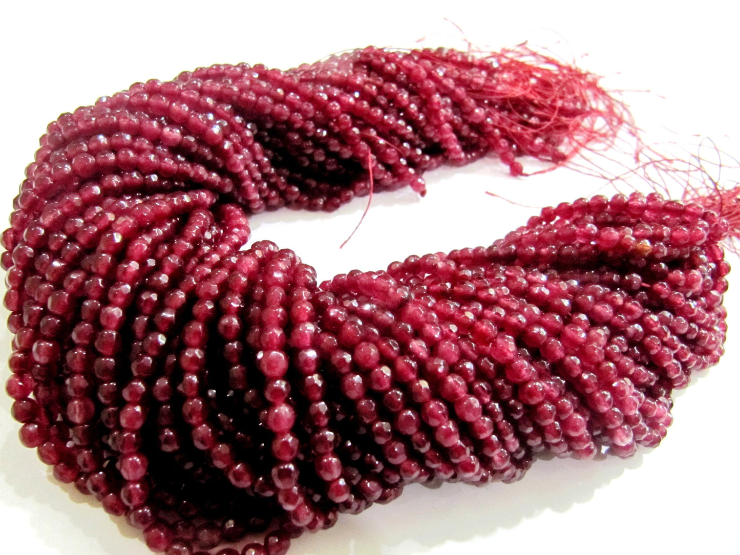Natural Ruby Jade Round Faceted Ball Shape 4mm to 6mm Size Beads Strand 15 inches long  Red Jade Gemstone Beads Wholesale Prices Choose Size