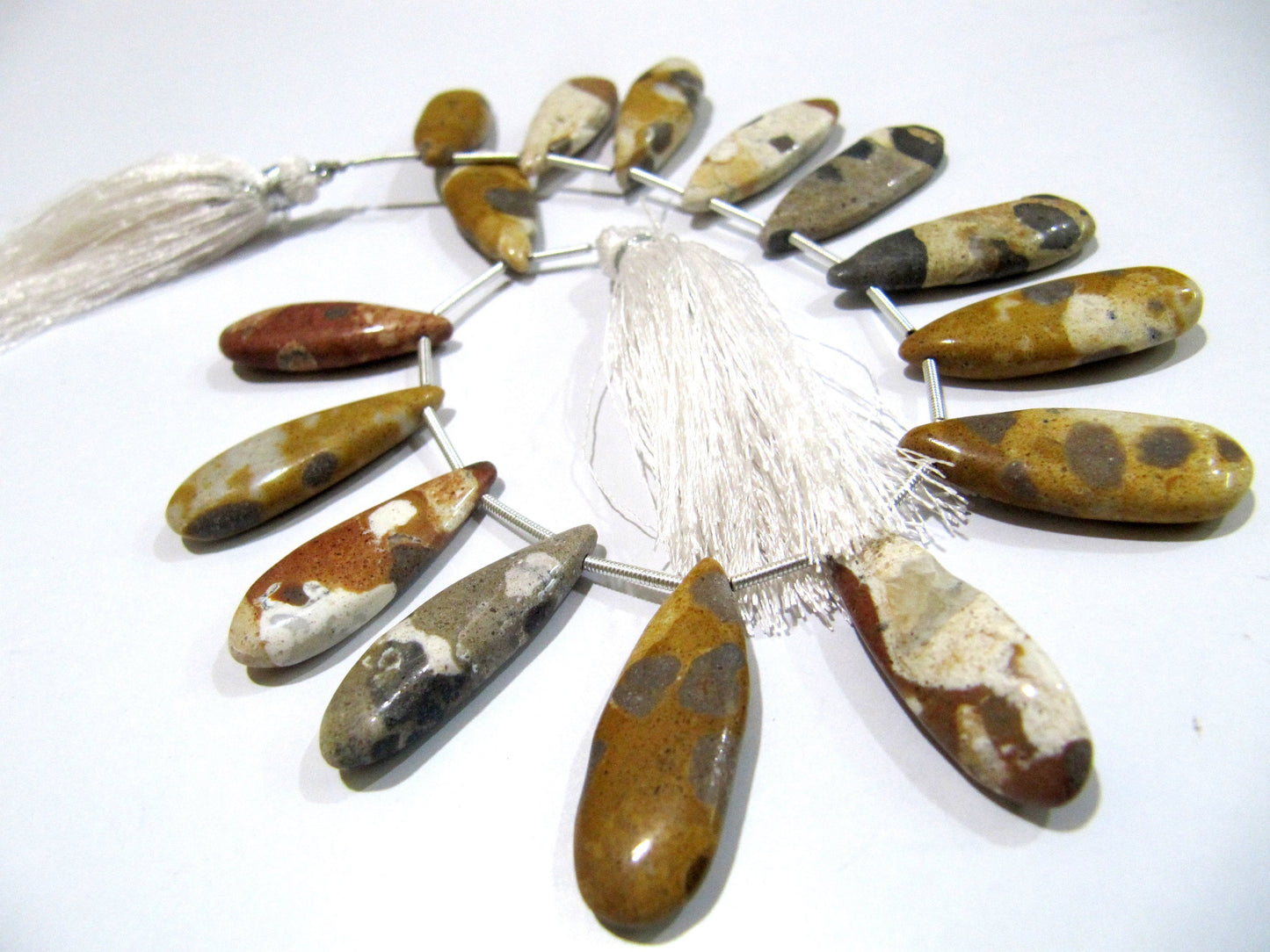 Natural Camel Jasper Pear Shape Plain Smooth Briolette beads 10x20mm To 12x20mm Graduated Jewelry Making Strand 8 Inches Long