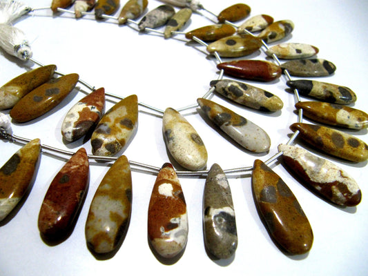 Natural Camel Jasper Pear Shape Plain Smooth Briolette beads 10x20mm To 12x20mm Graduated Jewelry Making Strand 8 Inches Long