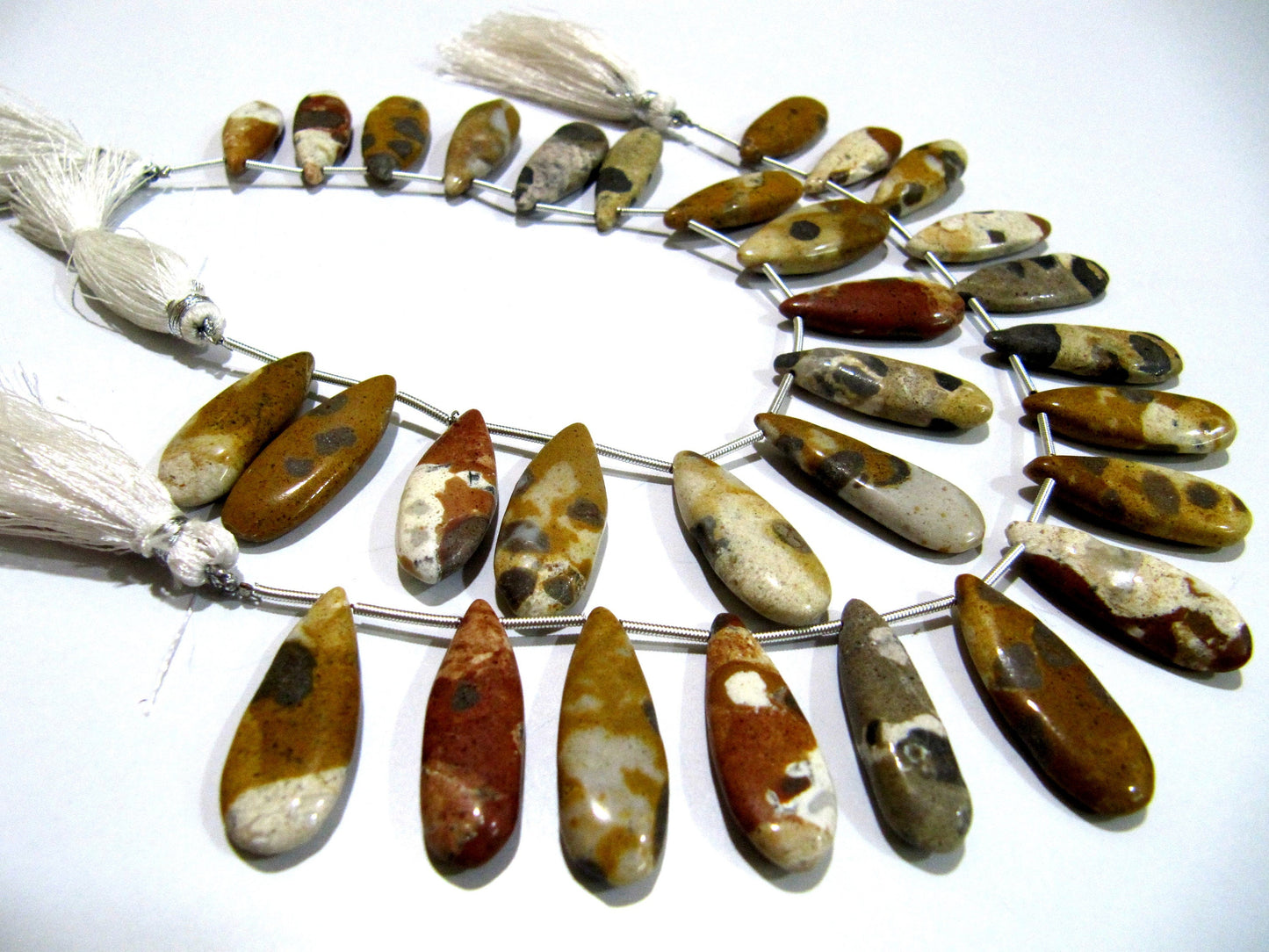 Natural Camel Jasper Pear Shape Plain Smooth Briolette beads 10x20mm To 12x20mm Graduated Jewelry Making Strand 8 Inches Long