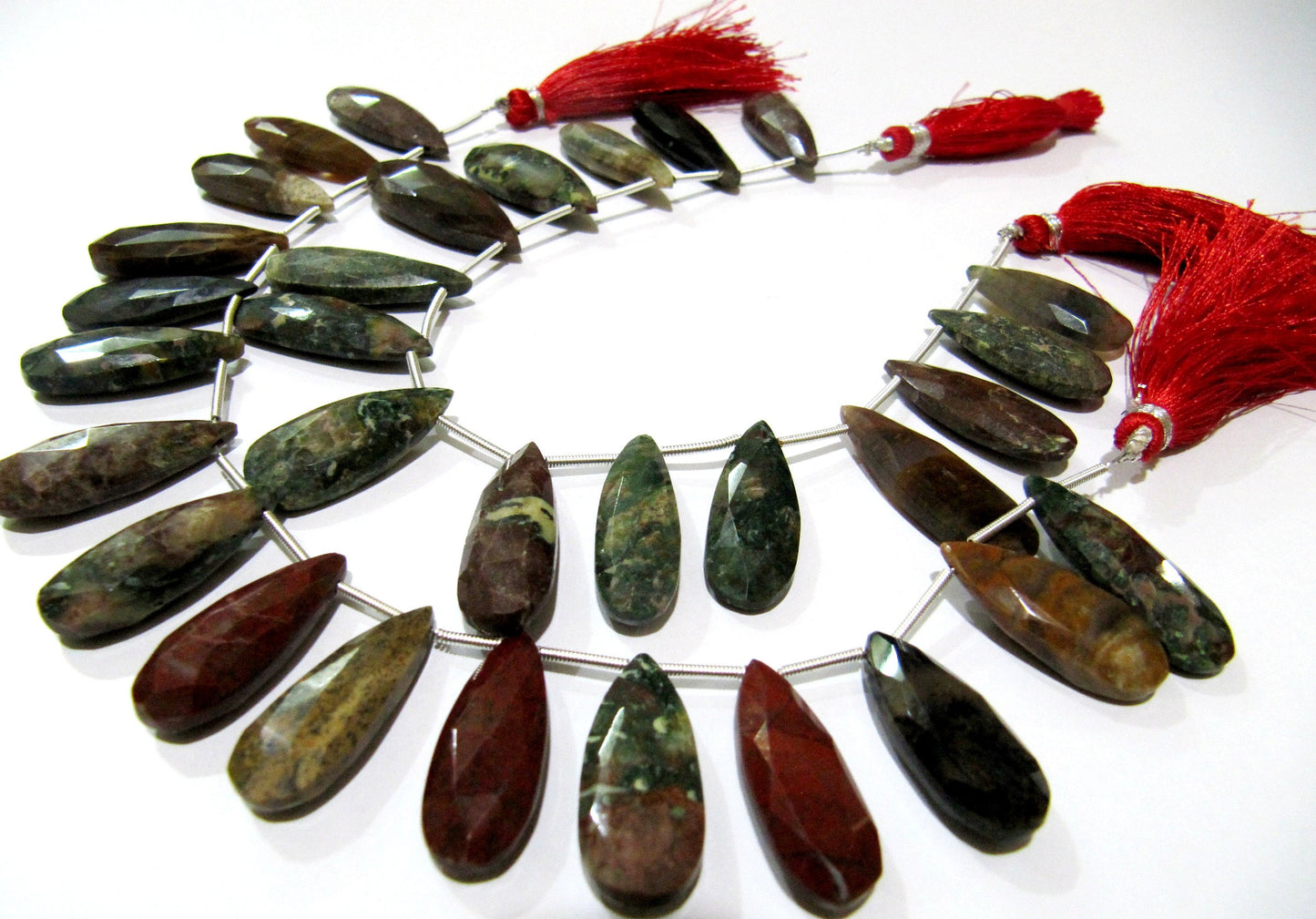 Natural Blood Agate Pear Shape Faceted Briolette beads 10x20mm To 12x24mm Graduated Jewelry Making Beads Strand 8 Inches Long