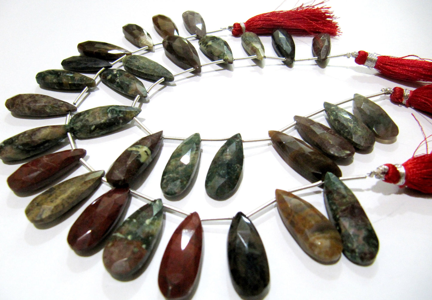 Natural Blood Agate Pear Shape Faceted Briolette beads 10x20mm To 12x24mm Graduated Jewelry Making Beads Strand 8 Inches Long