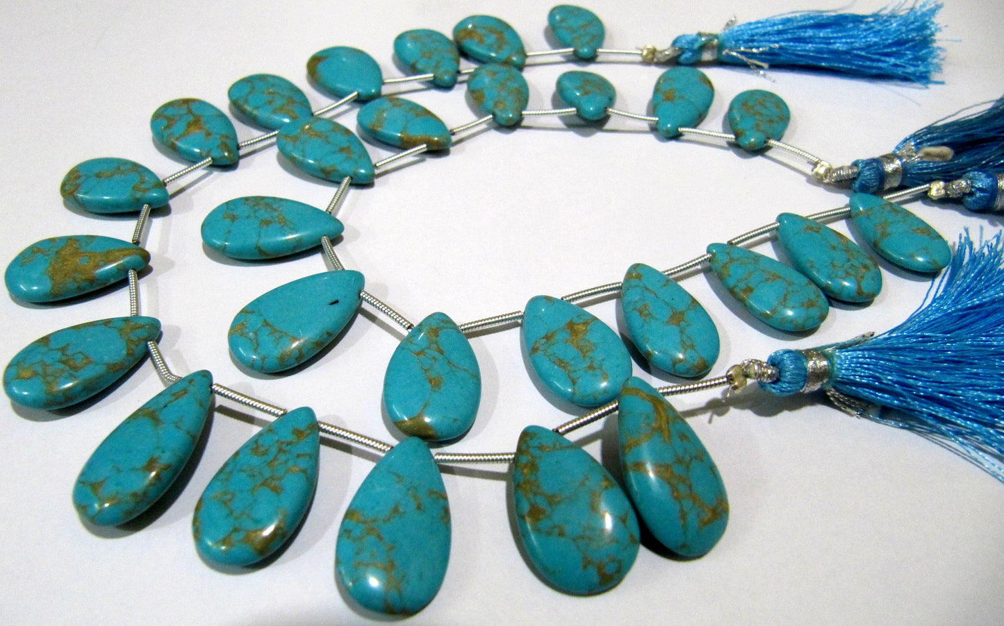 Copper Turquoise Pear Shape Plain Smooth Size 9x18mm To 10x20mm Sky Blue Briolette Beads Strand 8 inches Long Sold Per Strand