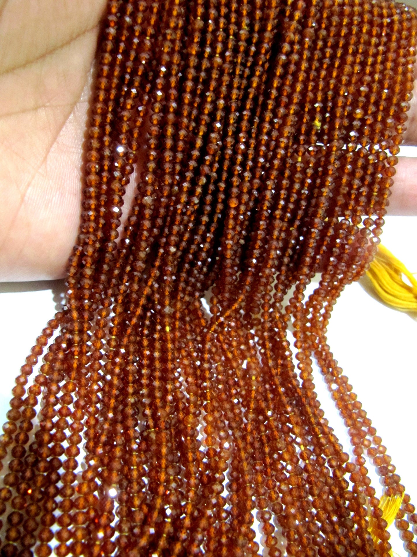 Natural Hessonite Garnet Rondelle Faceted 3mm Beads Orange Color Jewelry Making Beads Strand 13 Inches Long Sold Per Strand
