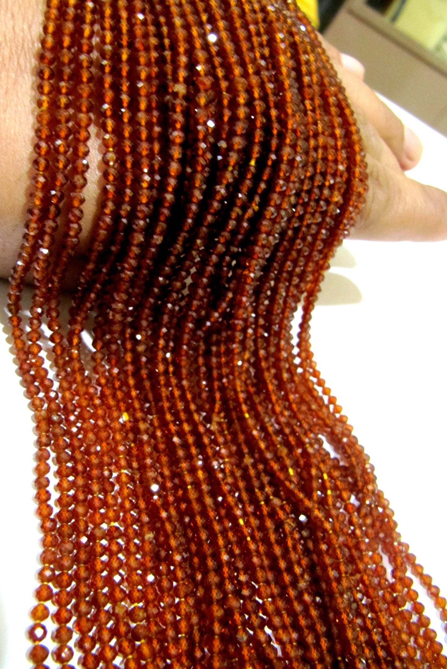 Natural Hessonite Garnet Rondelle Faceted 3mm Beads Orange Color Jewelry Making Beads Strand 13 Inches Long Sold Per Strand