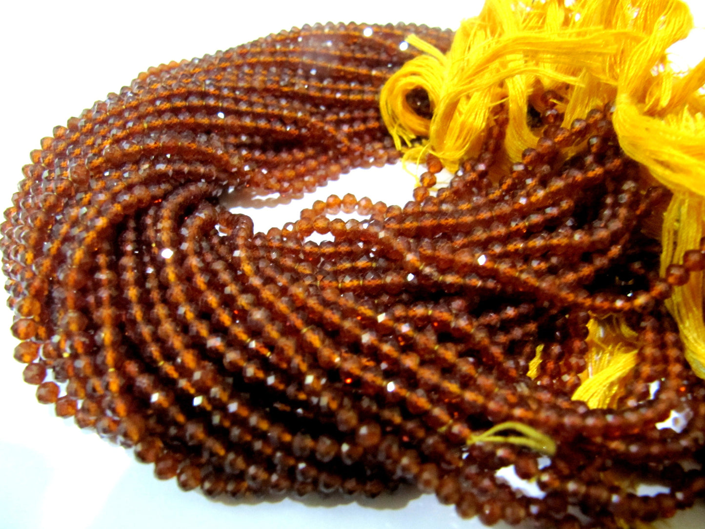 Natural Hessonite Garnet Rondelle Faceted 3mm Beads Orange Color Jewelry Making Beads Strand 13 Inches Long Sold Per Strand