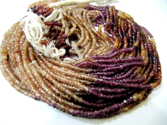 Natural Tundra Sapphire  3 to 4mm Size Rondelle Micro Faceted beads Strand 14 inches Long Genuine multi color Gemstone for Jewelry making