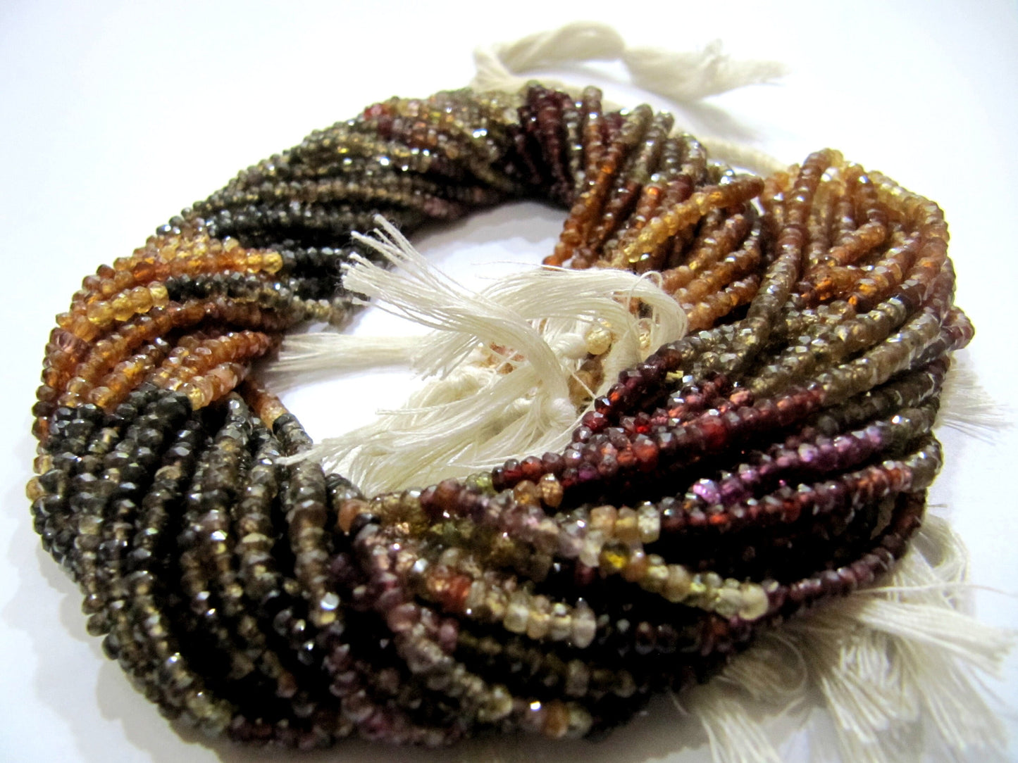 Natural Tundra Sapphire  3 to 4mm Size Rondelle Micro Faceted beads Strand 13 inches Long Genuine multi color Gemstone for Jewelry making