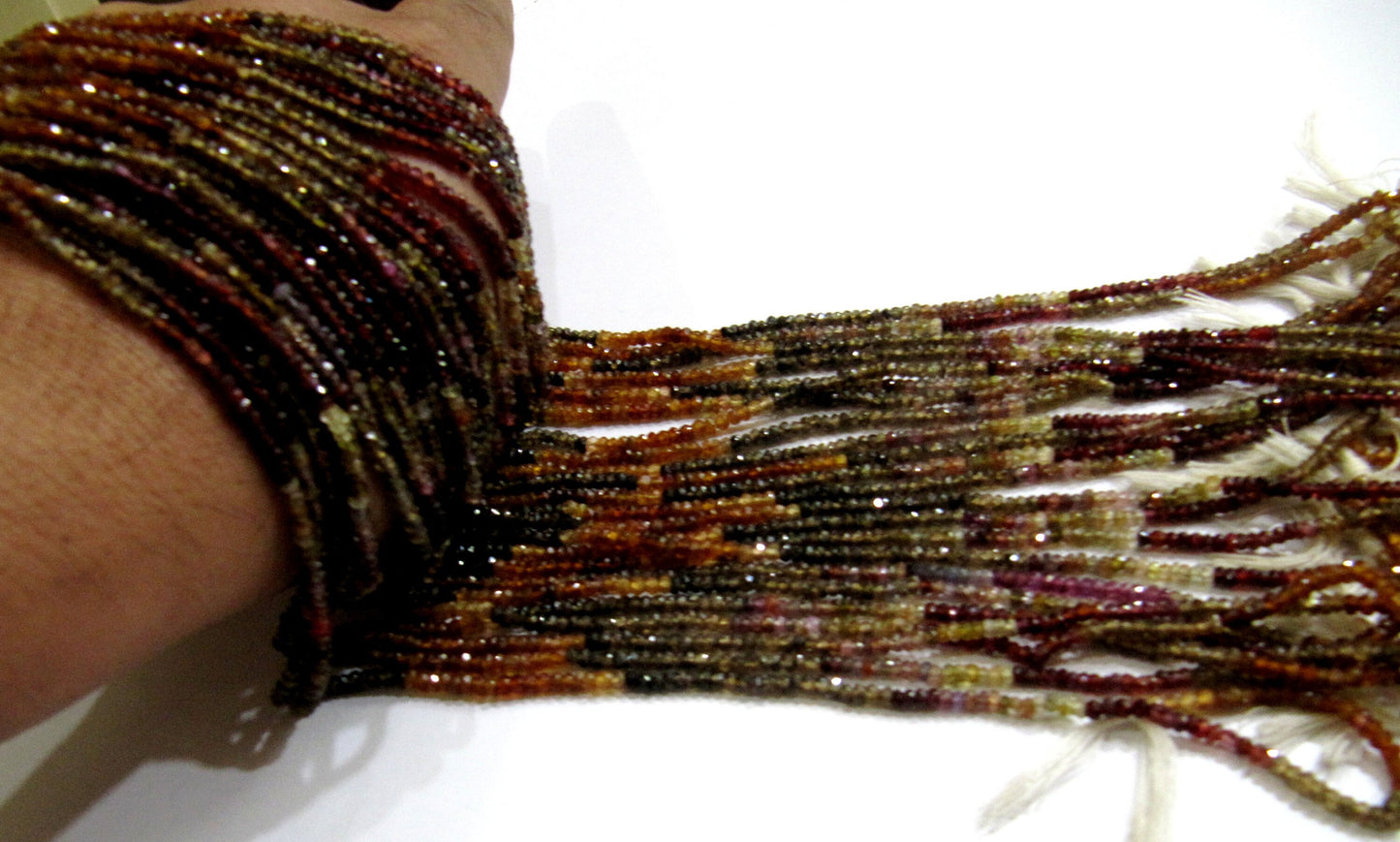 Natural Tundra Sapphire  3 to 4mm Size Rondelle Micro Faceted beads Strand 13 inches Long Genuine multi color Gemstone for Jewelry making