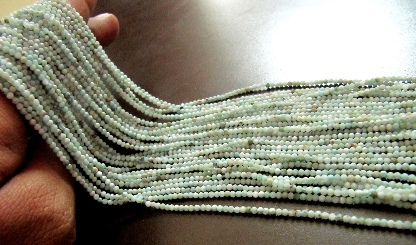 Natural Larimar 2mm to 3mm size Rondelle faceted beads Strand 13 inches Long Genuine gemstone Beads sold per strand Wholesale Prices