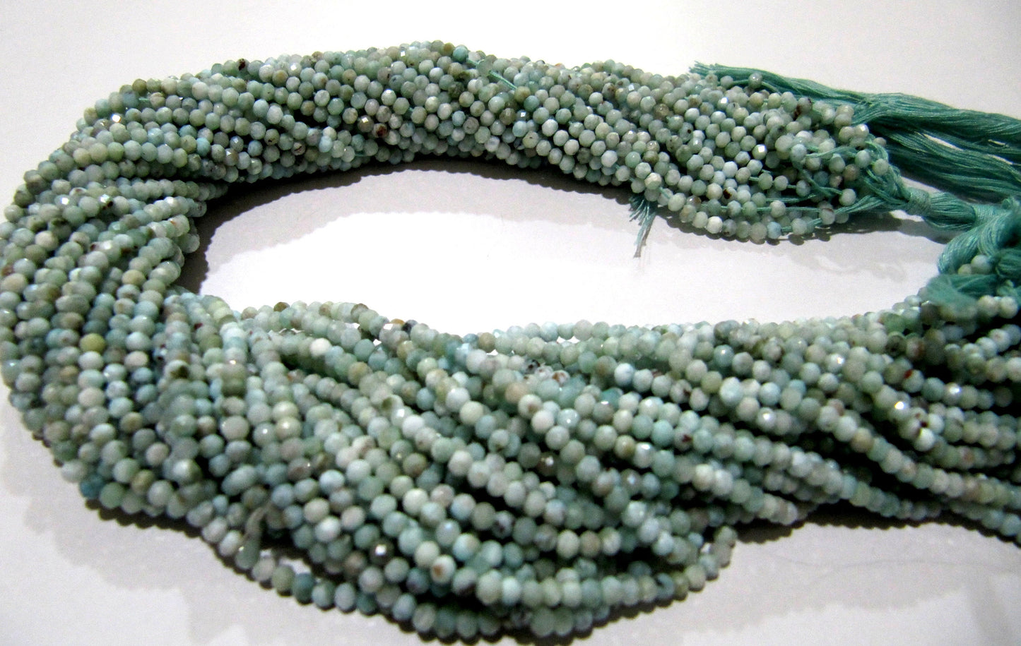 Natural Larimar 2mm to 3mm size Rondelle faceted beads Strand 13 inches Long Genuine gemstone Beads sold per strand Wholesale Prices