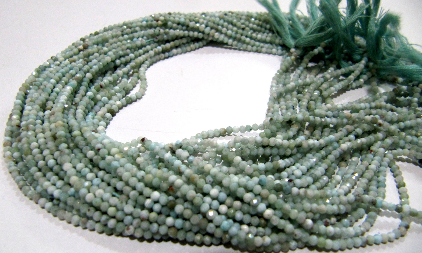 Natural Larimar 2mm to 3mm size Rondelle faceted beads Strand 13 inches Long Genuine gemstone Beads sold per strand Wholesale Prices