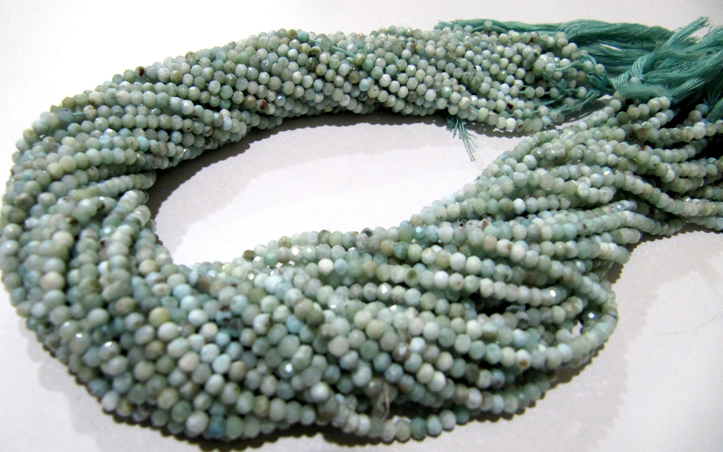 Natural Larimar 2mm to 3mm size Rondelle faceted beads Strand 13 inches Long Genuine gemstone Beads sold per strand Wholesale Prices