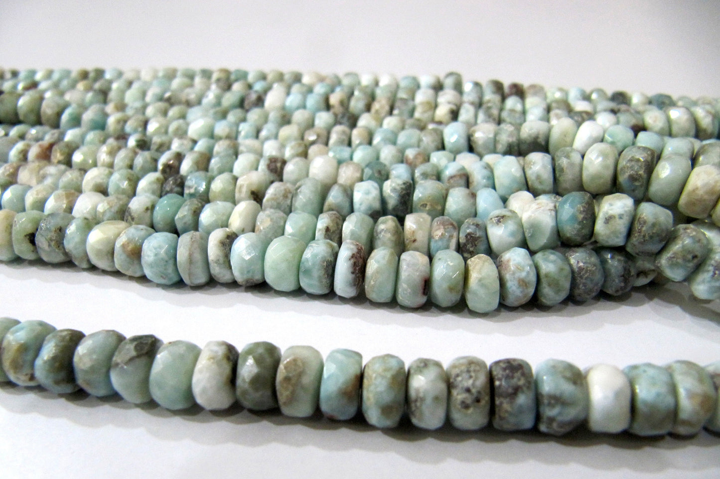 Natural Larimar Rondelle faceted beads Strand 7.5 inches Long Genuine gemstone Beads For Jewelry making sold per strand Wholesale Prices