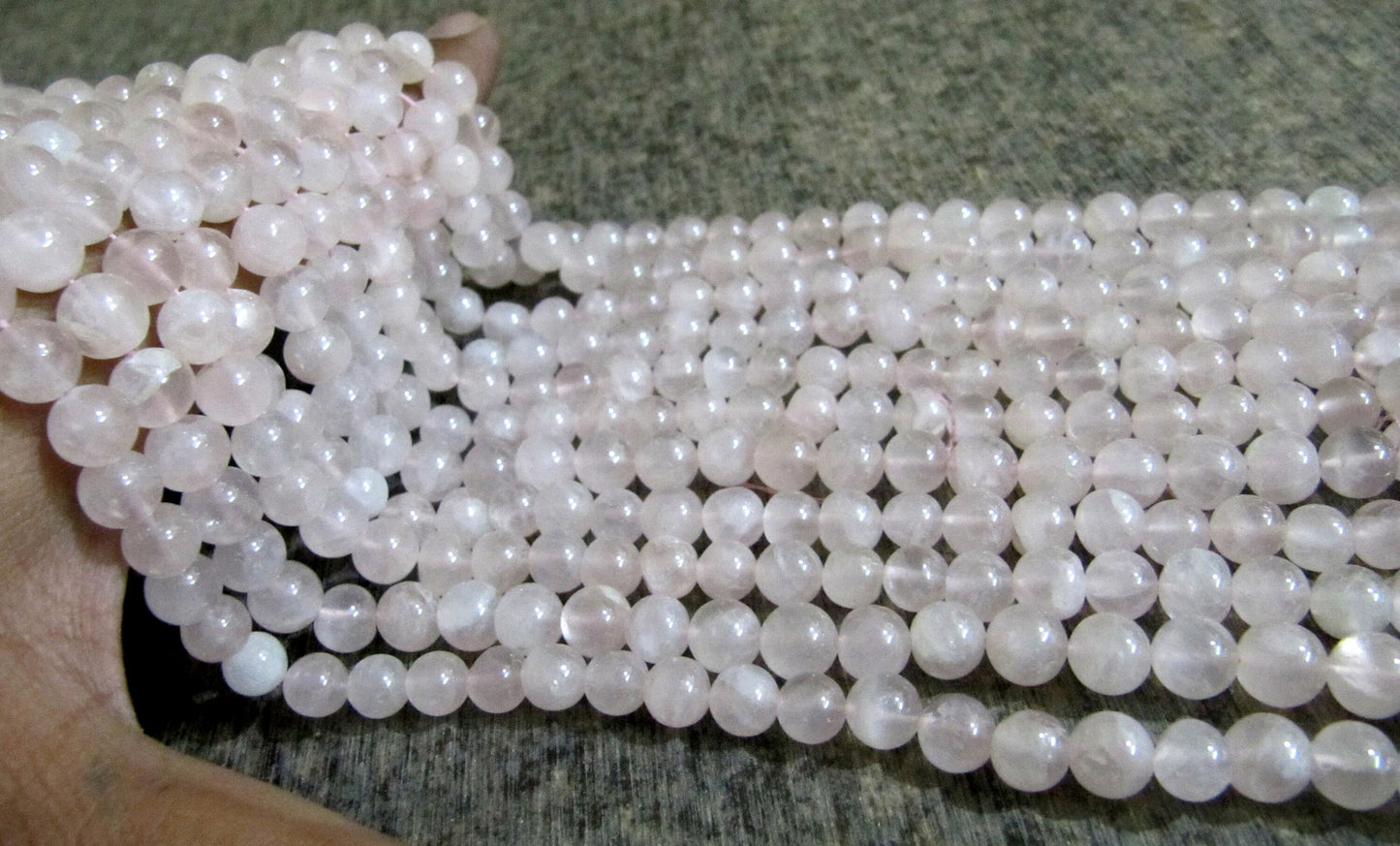 Natural Genuine Rose Quartz Round Ball Shape Plain Smooth 5 to 8mm Beads Strand 13 inch Long Pink Color Beads Jewelry Making Sold Per Strand