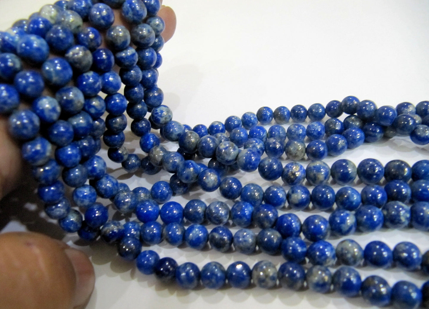 Natural Lapis Lazuli Round Ball Shape Plain Smooth 7mm Beads Strand 13 inches long Blue Color Beads For Jewelry Making Sold Per Strand