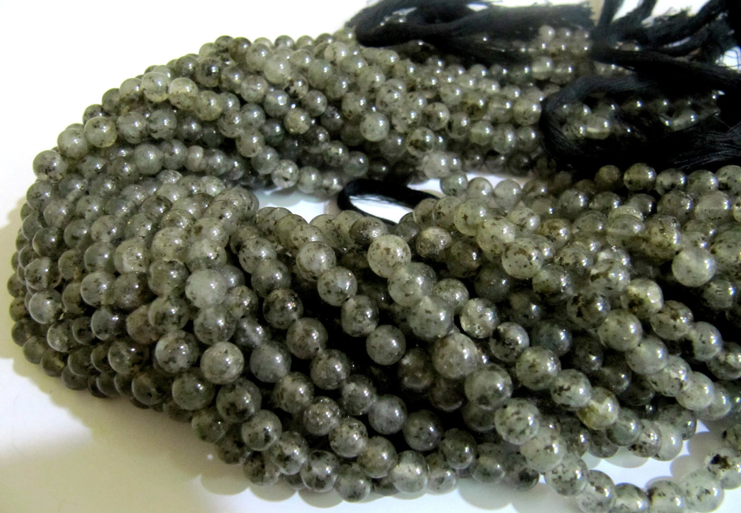 Natural Genuine Black Rutilated  Round Plain Smooth 6 mm Beads Strand 13 Inches Long Black Color Beads For Jewelry Making Sold Per Strand
