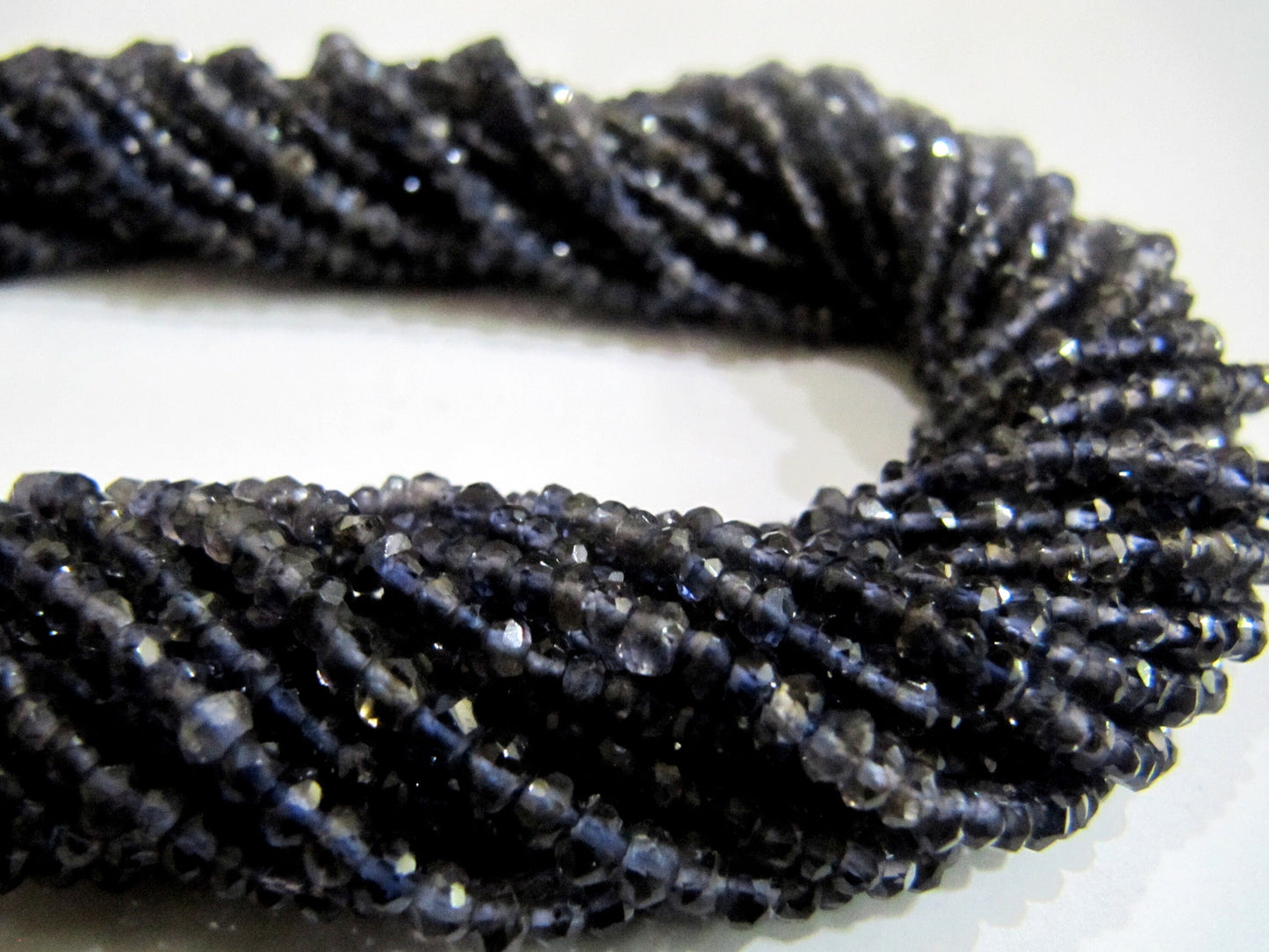 Natural Iolite Rondelle Faceted 3mm Gemstone beads Strand 13 inches long High Quality Beads Wholesale prices jewelry making gemstone