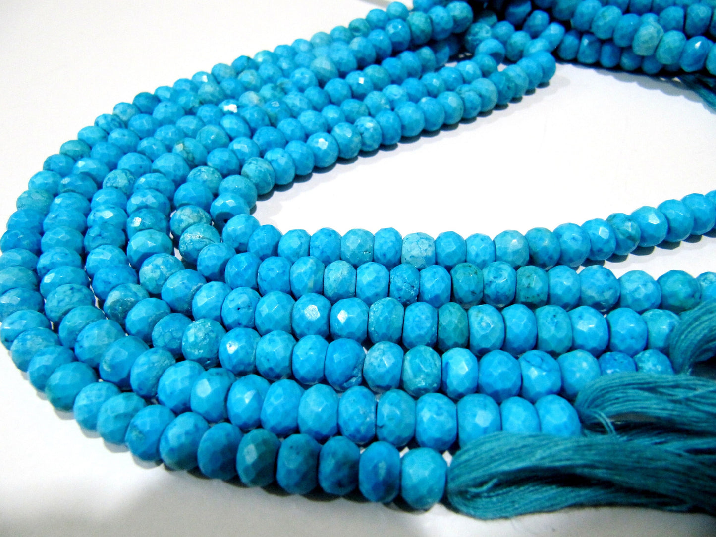 Natural Rare Blue Turquoise Magnesite Rondelle Faceted 6mm to 7mm Beads Strand 8 inches Jewelry making gemstone beads Wholesale Prices