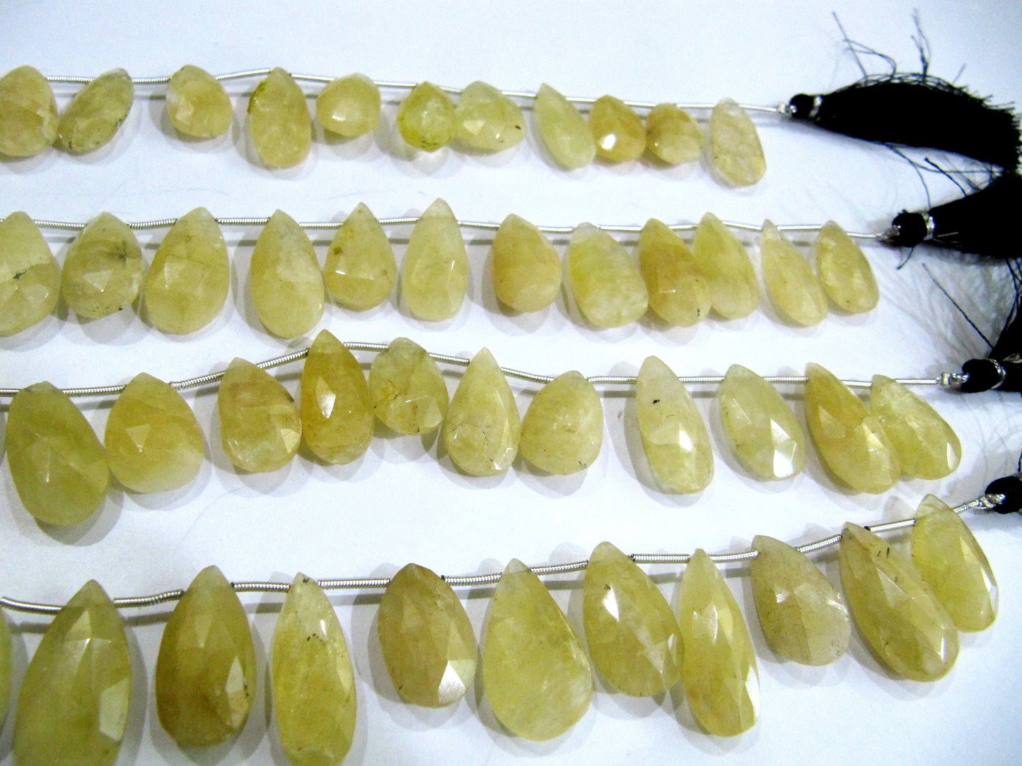 Natural Yellow Aquamarine Pear Shape Faceted Briolette beads size 1-1.5 inch long Jewelry Making Beads Strand 8 Inches Long
