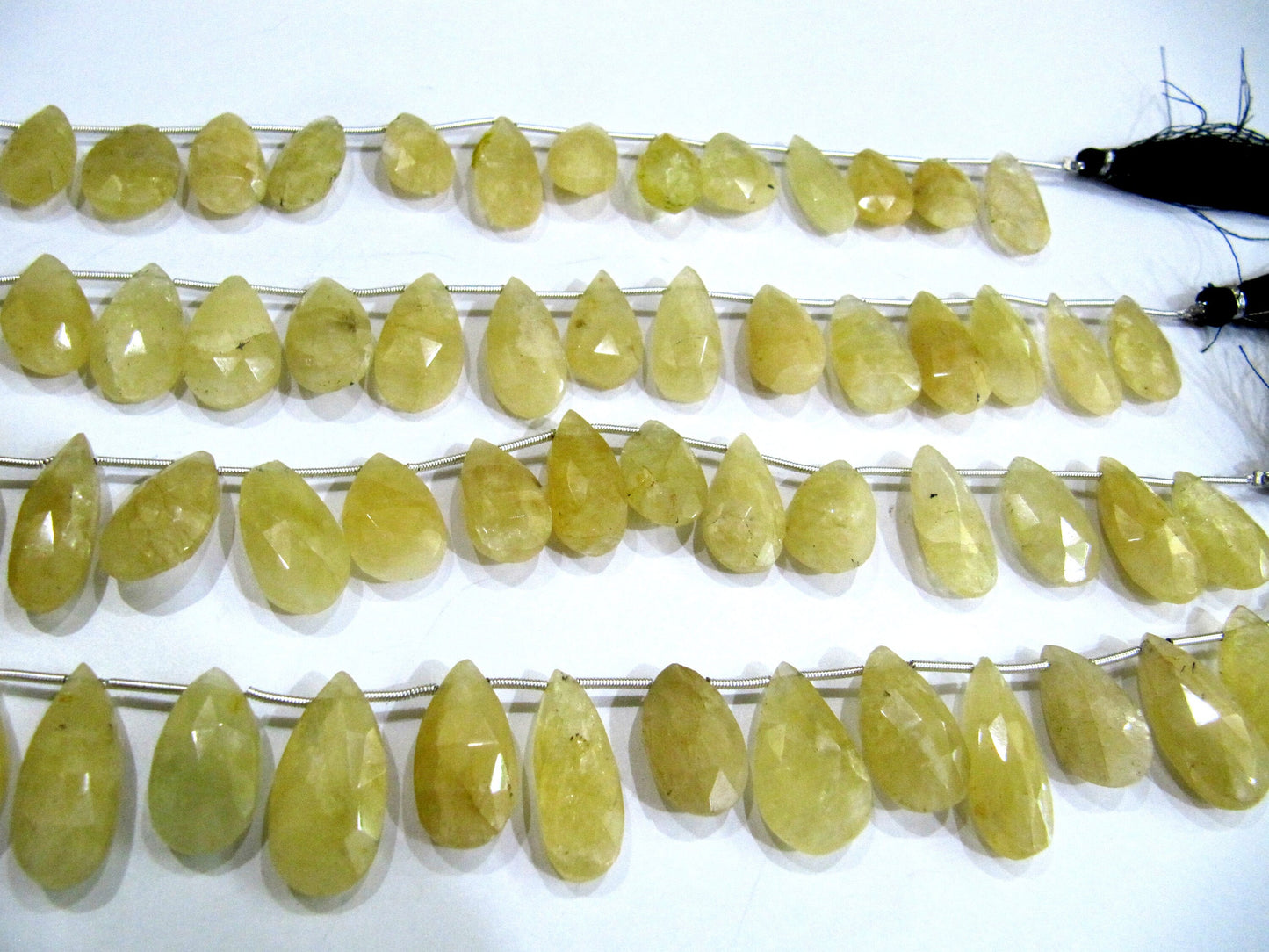 Natural Yellow Aquamarine Pear Shape Faceted Briolette beads size 1-1.5 inch long Jewelry Making Beads Strand 8 Inches Long