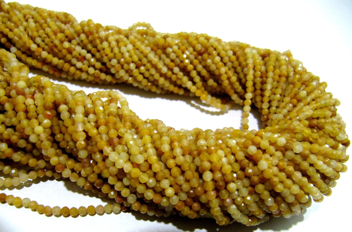 Natural Yellow Rutilated Quartz Rondelle Faceted Beads 2mm Strand 13 inches long Jewelry Making Beads Sold Per Strand