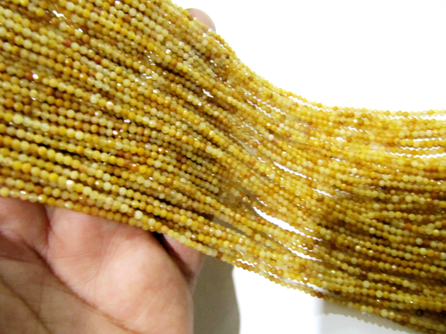 Natural Yellow Rutilated Quartz Rondelle Faceted Beads 2mm Strand 13 inches long Jewelry Making Beads Sold Per Strand