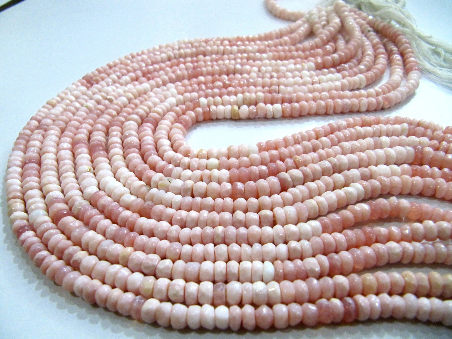 Natural Pink Opal Rondelle Faceted 6-7mm Beads Necklace With Magnetic Clasp Gemstone Beaded Jewellery sold per piece