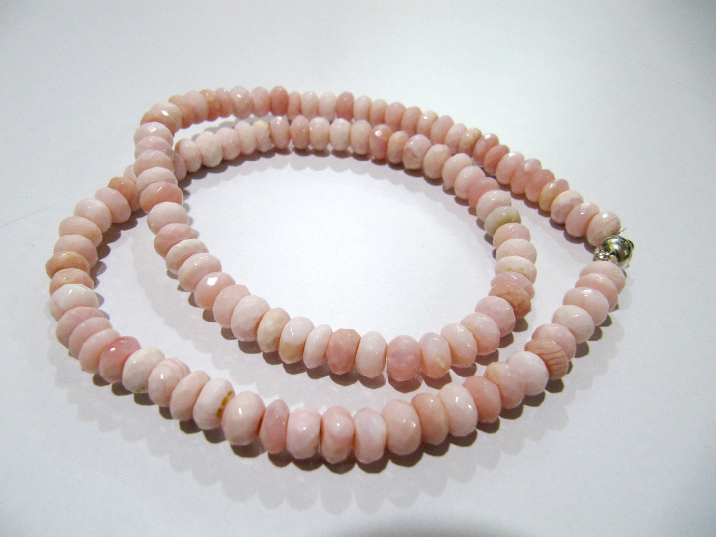 Natural Pink Opal Rondelle Faceted 6-7mm Pink Color Beaded Necklace With Magnetic Clasp Top Quality Wholesale prices